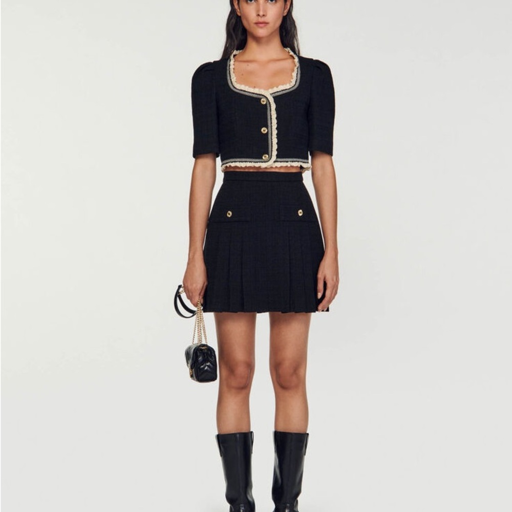 Elegant Black Tweed Top